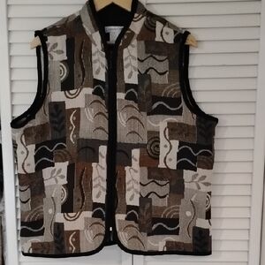 Coldwater Creek Woven Patchwork Vest XL